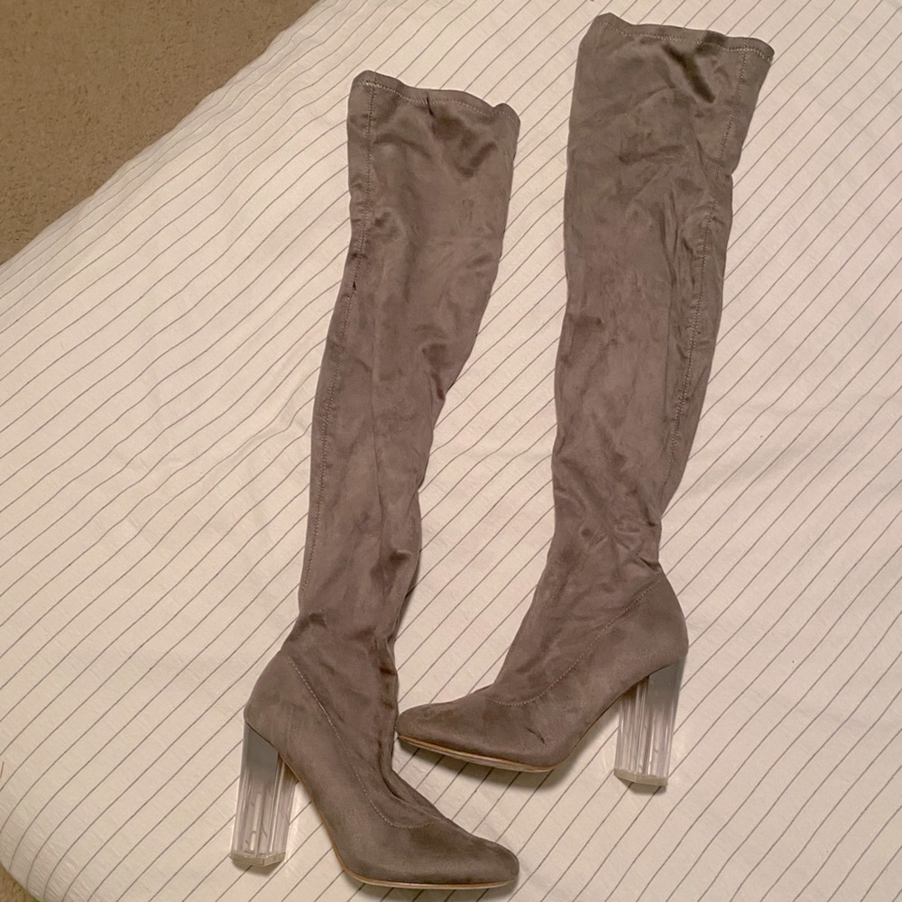 OTK gray heeled boots